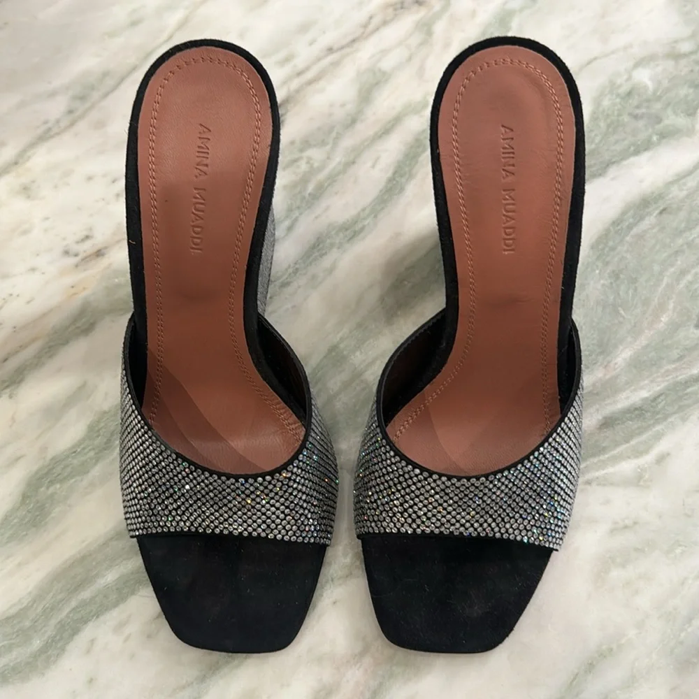Brand new Amina Muaddi Lupita crystal wedge mules - Picture 3 of 7